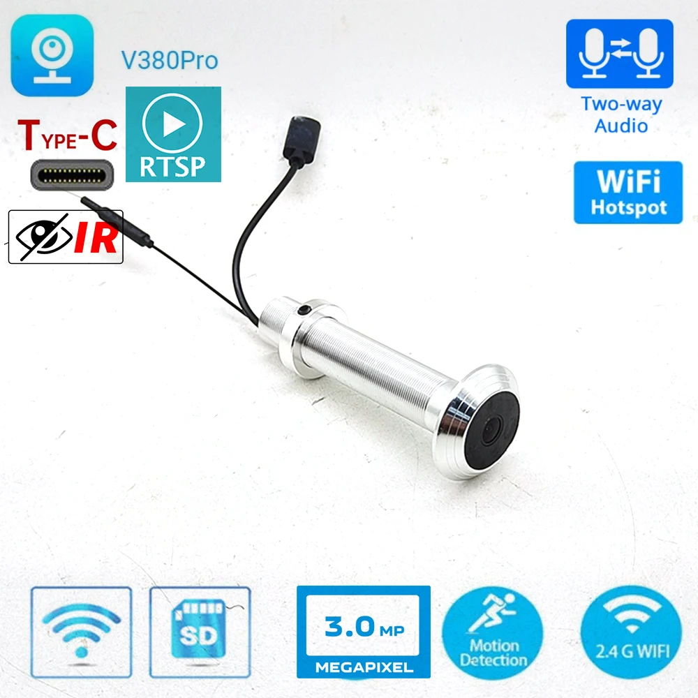 Eufy Camera E220 - เส้นผ่านศูนย์กลาง 16 มม.V380 Mini WiFi Peephole